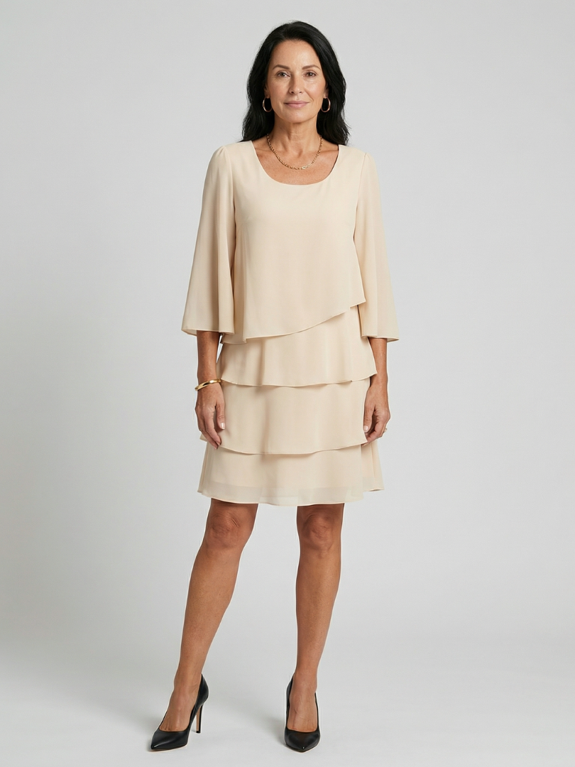 Della | Layered Flare Sleeve Knee Length Dress