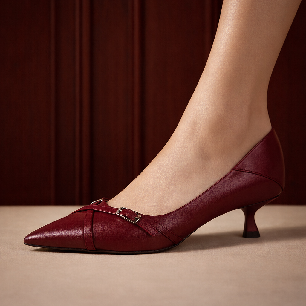 Valenza Leather Kitten Heels