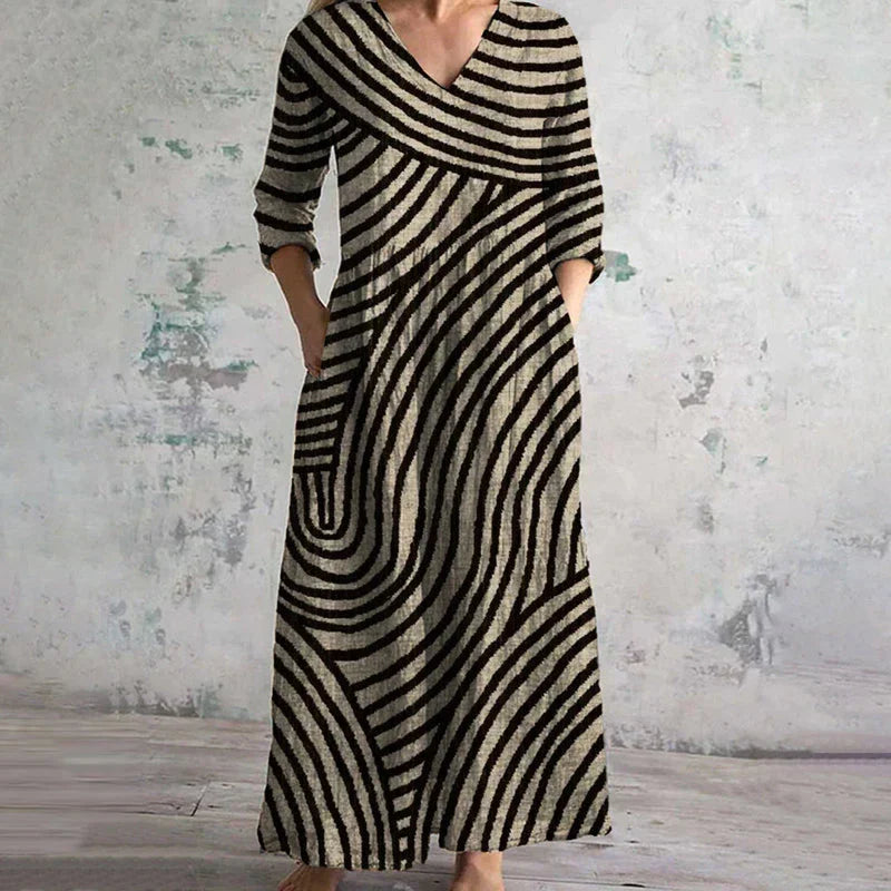 AYLA™ | Vintage Striped Linen Dress