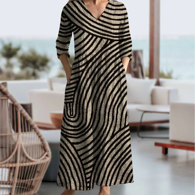 AYLA™ | Vintage Striped Linen Dress