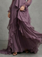 Demetria | Tie Neck Ruffle Tiered Maxi Dress