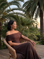 June | Off Shoulder Draped Midi Dress