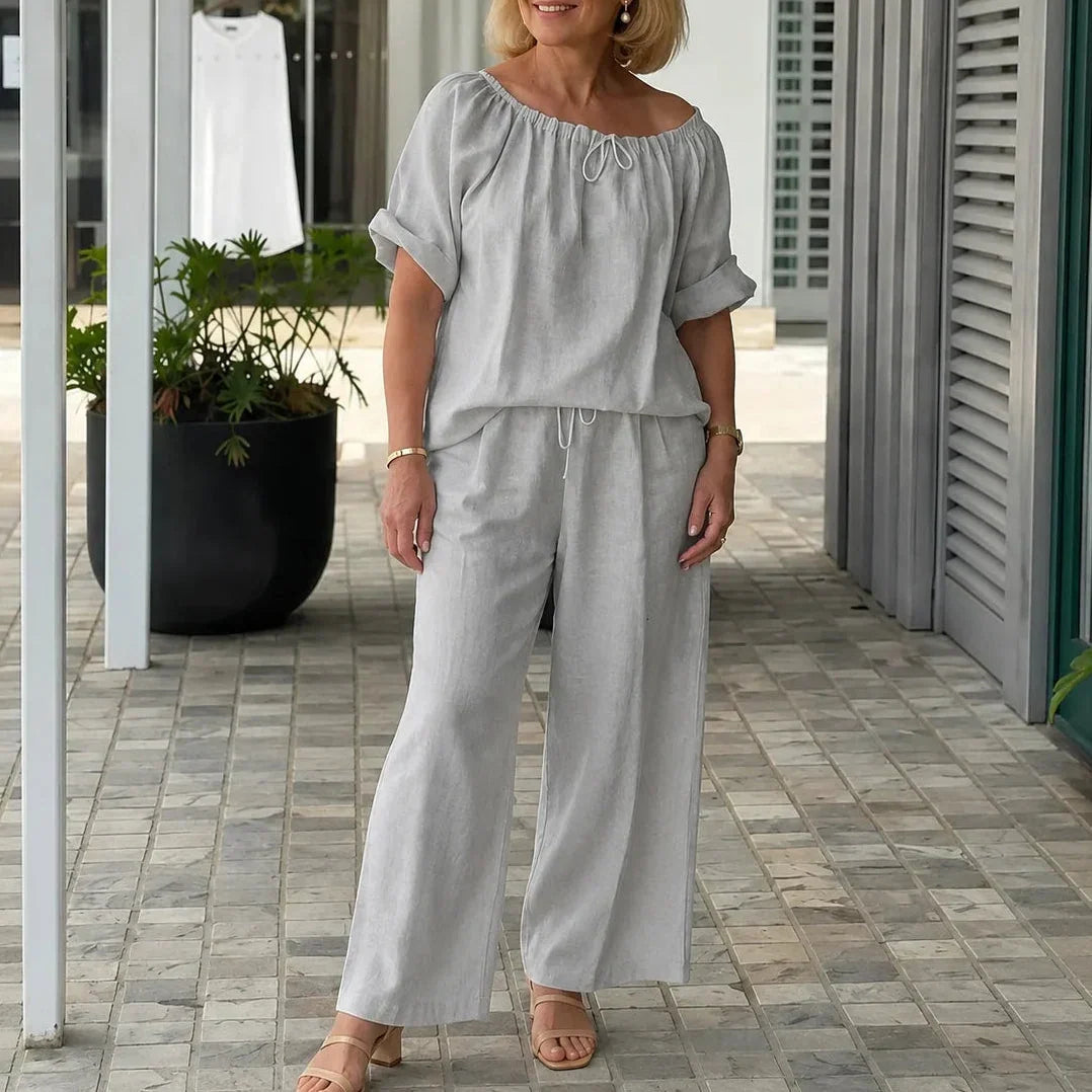 Soléne – Top & Wide-Leg Pants 2-Piece Set