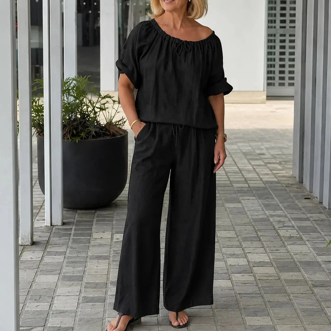 Soléne – Top & Wide-Leg Pants 2-Piece Set