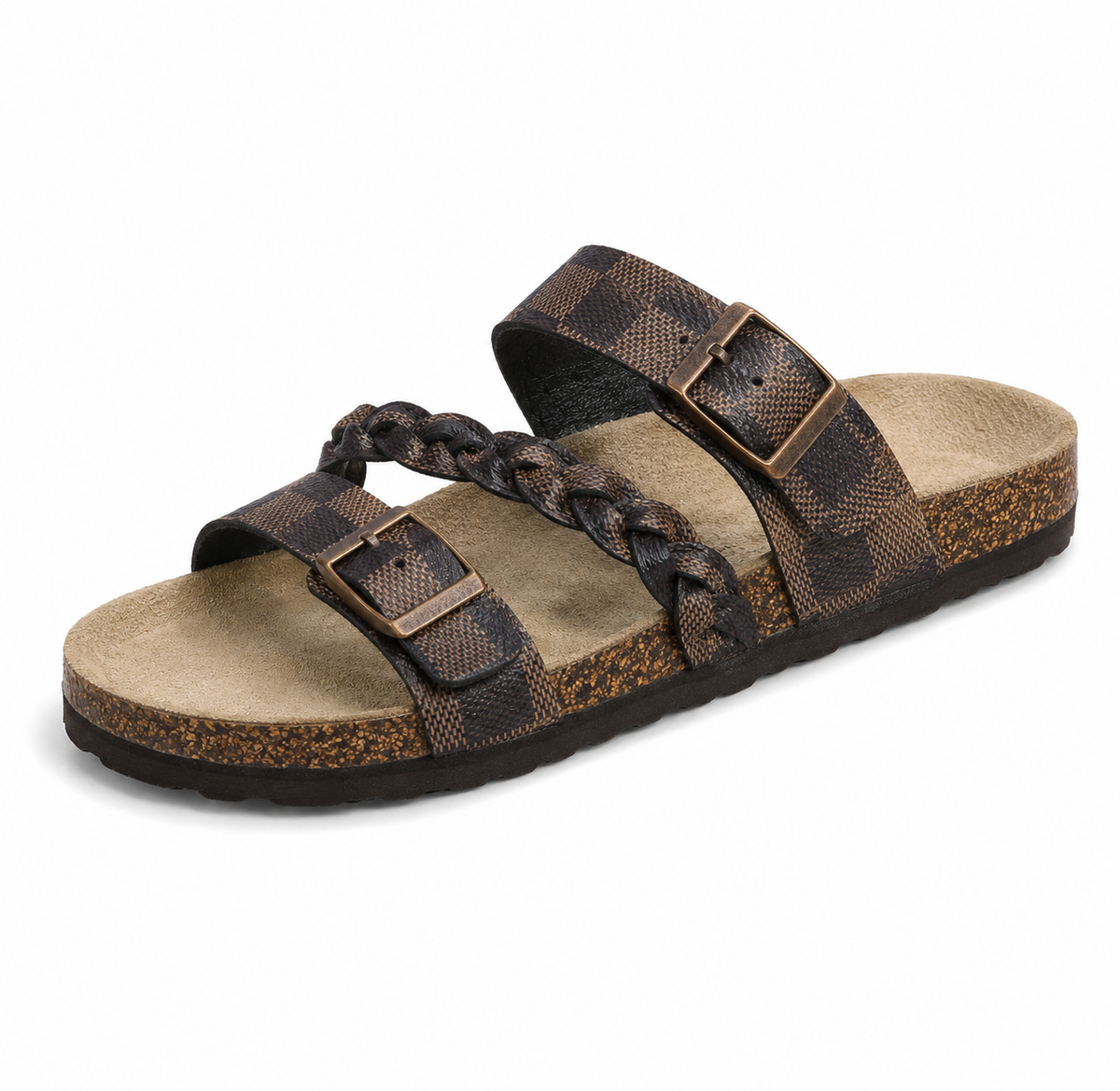 Caiden - Braided Leather Cork-Style Sandals
