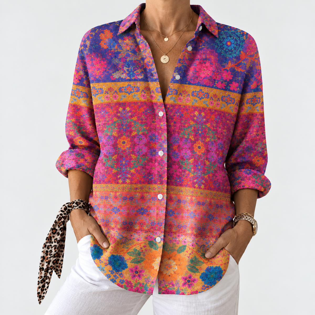 Harper | Bohemian Floral Mosaic Blouse