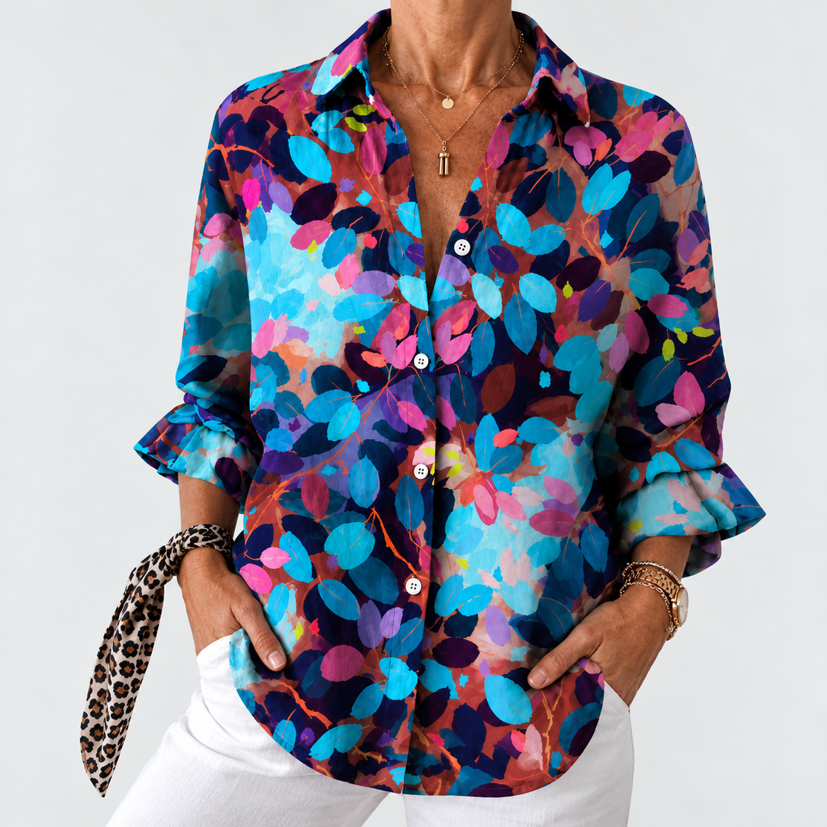 Grace | Jewel Leaf Botanical Blouse