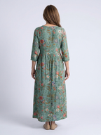Marina | Floral V Neck Three Quarter Sleeve Maxi Dress