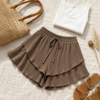 Florelle – Layered Ruffle Shorts with Drawstring Waist