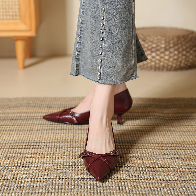 Valenza Leather Kitten Heels