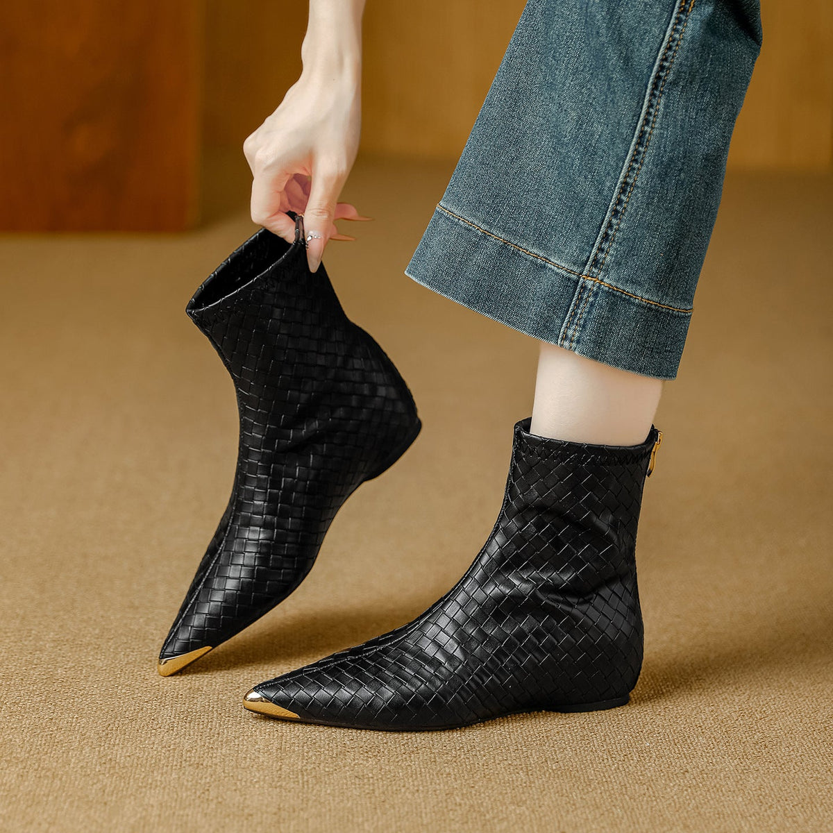 Lunara Woven Leather Boots