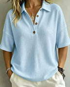 Maddison | Relaxed Waffle Polo Top