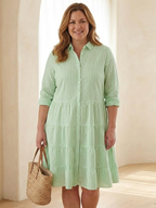 Selma | A-Line Striped Button Dress