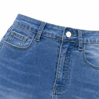Denimly – High Waisted Frayed Hem Bermuda Shorts with Stretch