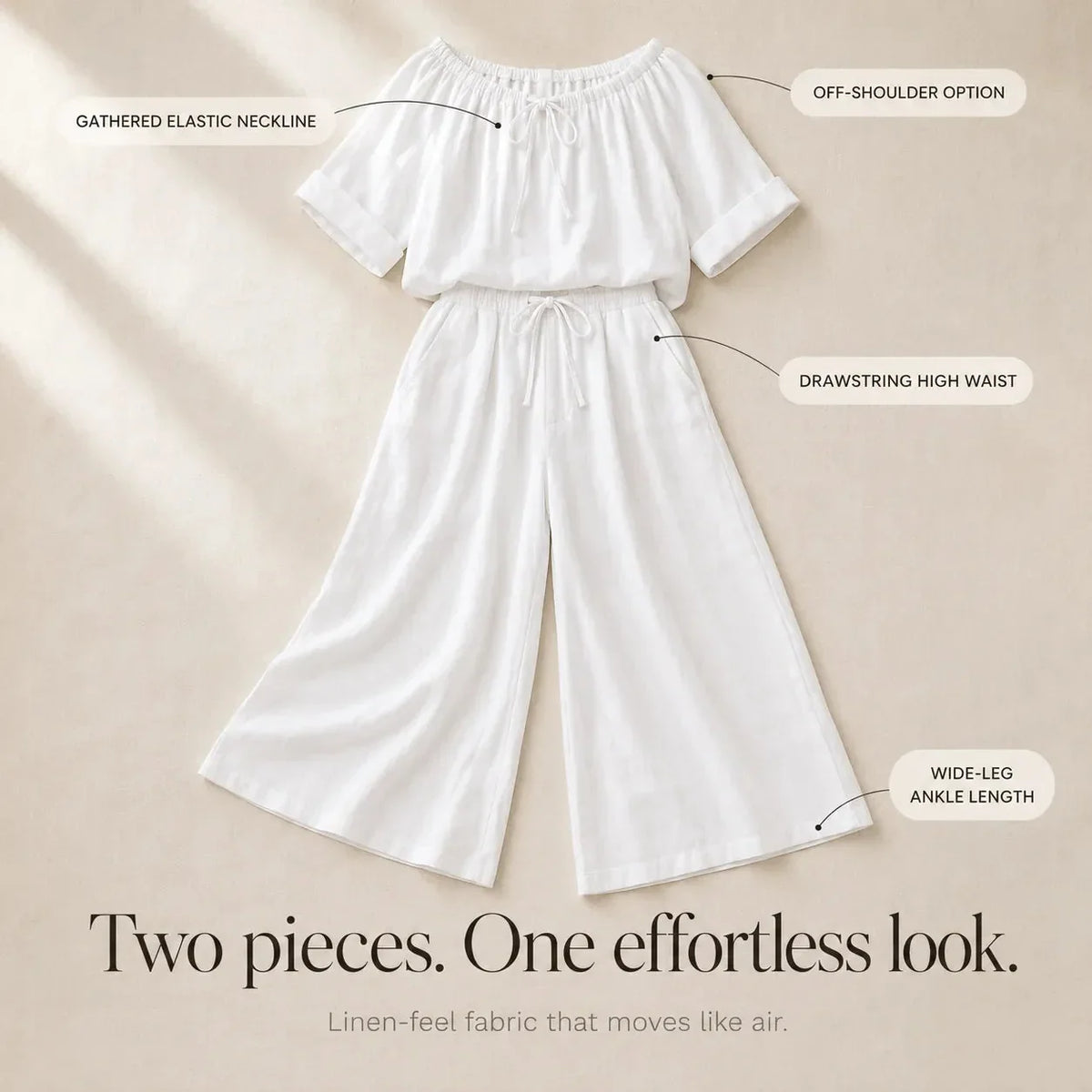 Soléne – Top & Wide-Leg Pants 2-Piece Set