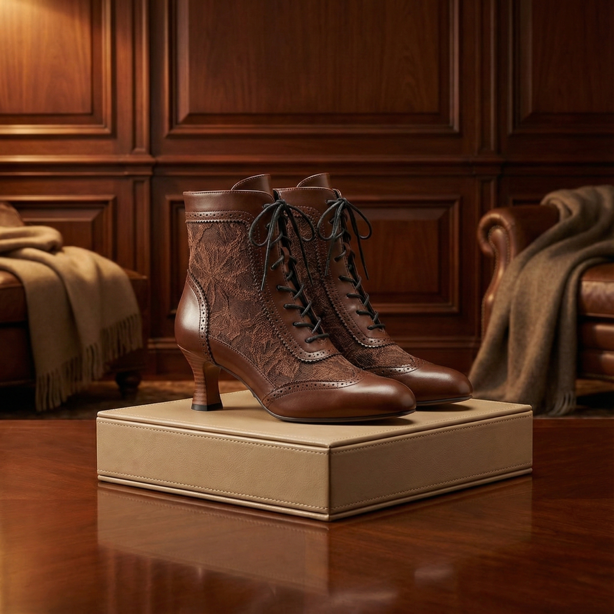 Duvall Lace Heeled Boots