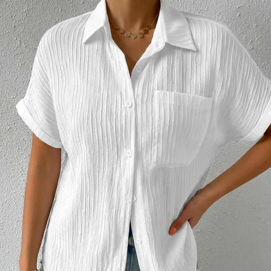 Vivara – Textured Crinkle Button-Down Shirt