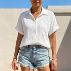 Vivara – Textured Crinkle Button-Down Shirt