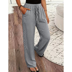 Mila | Lightweight Pants with Lace Details and Elastic Waistband