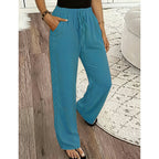Mila | Lightweight Pants with Lace Details and Elastic Waistband