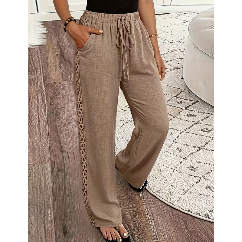 Mila | Lightweight Pants with Lace Details and Elastic Waistband