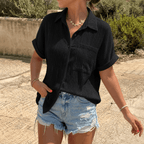 Vivara – Textured Crinkle Button-Down Shirt