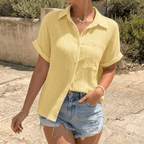 Vivara – Textured Crinkle Button-Down Shirt